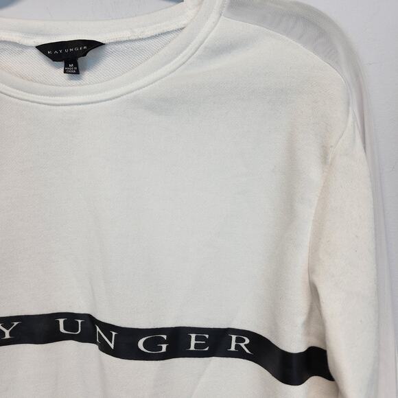 Kay Unger Performance Mesh Top Size M White French Terry Long Sleeve Casual - Picture 8 of 15
